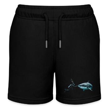 Scuba Diver Booping a Great White Shark  - Kinder Organic Joggingshorts Mini Bolter von Stanley/Stella - Schwarz - Vorne