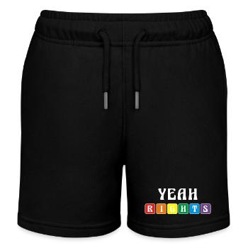 Rainbow Yeah Rights Graphic - Kids Organic Sweat Shorts by Stanley/Stella - black - Front