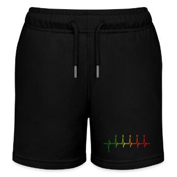 Motorcycle Heartbeat Gear Shift Graphic - Kids Organic Sweat Shorts by Stanley/Stella - black - Front