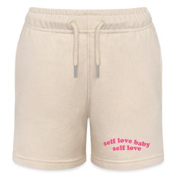 Self Love Baby Quote - Kids Organic Sweat Shorts by Stanley/Stella - soft Ecru - Front