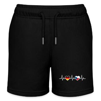 République tchèque Allemagne Heartbeat Drapeau République tchèque - Short de jogging enfant bio Stanley/Stella - noir - Devant
