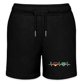 Brasilien Deutschland Herzschlag Flagge Brasili - Kinder Organic Joggingshorts Mini Bolter von Stanley/Stella - Schwarz - Vorne