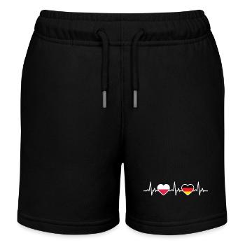 Polen Deutschland Herzschlag Flagge Pole Polin - Kinder Organic Joggingshorts Mini Bolter von Stanley/Stella - Schwarz - Vorne