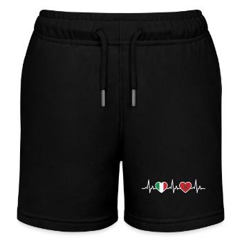 Marokko Italien Vintage Heartbeat Flagge - Kinder Organic Joggingshorts Mini Bolter von Stanley/Stella - Schwarz - Vorne