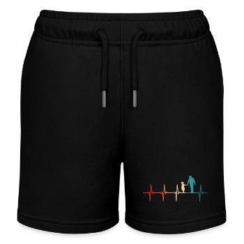 Father and daughter heartbeat grandpa and granddaughter - Kids Organic Sweat Shorts by Stanley/Stella - black - Front