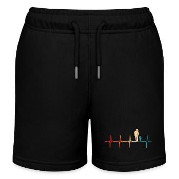 Father with son retro dad and son - Kids Organic Sweat Shorts by Stanley/Stella - black - Front