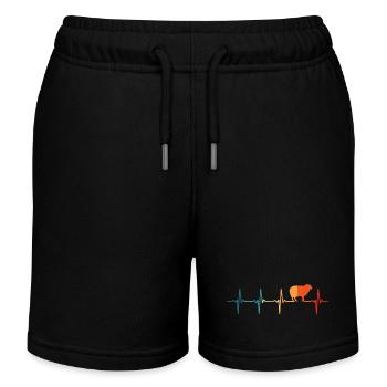 Sheep Heartbeat T Shirt Funny Sheep - Kids Organic Sweat Shorts by Stanley/Stella - black - Front