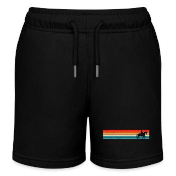 Retro Riding Horse Rider - Kids Organic Sweat Shorts by Stanley/Stella - black - Front