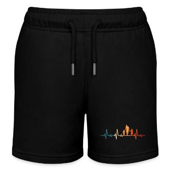Father and daughter son retro daughter and son - Kids Organic Sweat Shorts by Stanley/Stella - black - Front