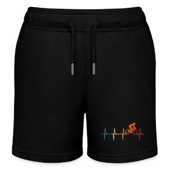 Retro Radfahrer Herzschlag Fahrrad - Kinder Organic Joggingshorts Mini Bolter von Stanley/Stella - Schwarz - Vorne