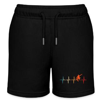 Retro Skater heartbeat skateboard t-shirt skateur - Short de jogging enfant bio Stanley/Stella - noir - Devant
