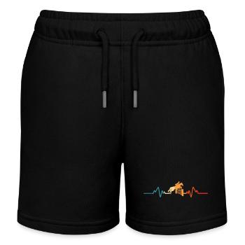 Rider Riding Horse Heartbeat Rider - Kids Organic Sweat Shorts by Stanley/Stella - black - Front