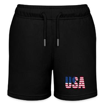 USA Amerika Amerikaner - Kinder Organic Joggingshorts Mini Bolter von Stanley/Stella - Schwarz - Vorne