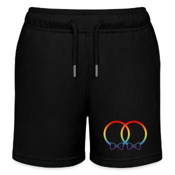 Alliances LGBT Mariage Enterrement de vie de garçon Couple Arc-en-ciel Noeud papillon - Short de jogging enfant bio Stanley/Stella - noir - Devant