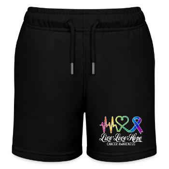 Live Love Hope Cancer Awareness Colorful Symbols - Kids Organic Sweat Shorts by Stanley/Stella - black - Front