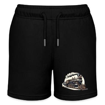 Western Dampflok-Dampflok Grafik - Kinder Organic Joggingshorts Mini Bolter von Stanley/Stella - Schwarz - Vorne