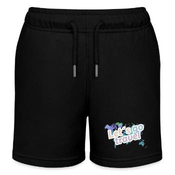 Map with letters: "lets go travel" - Kids Organic Sweat Shorts by Stanley/Stella - black - Front