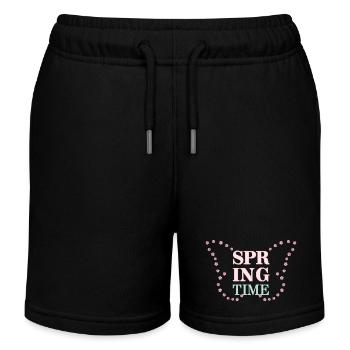 Spring Time - Spring is here! - Kids Organic Sweat Shorts by Stanley/Stella - black - Front