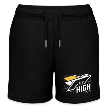 FLUGZEUGE, HOCH HINAUS FLIEGEN - Kinder Organic Joggingshorts Mini Bolter von Stanley/Stella - Schwarz - Vorne