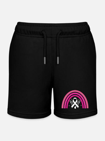 Pink October Pink Ribbon Against Breast Cancer - Kids Organic Sweat Shorts by Stanley/Stella - black