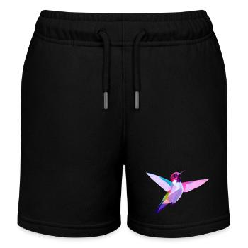 Vibrant Purple-Headed Bird in Flight - Kids Organic Sweat Shorts by Stanley/Stella - black - Front