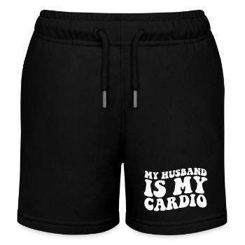 Mein Mann ist mein Cardio - Kinder Organic Joggingshorts Mini Bolter von Stanley/Stella - Schwarz - Vorne