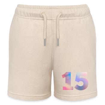 Bunte Zahl 15 - Kinder Organic Joggingshorts Mini Bolter von Stanley/Stella - Natur - Vorne