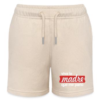 Lang lebe die Mutter, die mich geboren hat (dunkel) - Kinder Organic Joggingshorts Mini Bolter von Stanley/Stella - Natur - Vorne