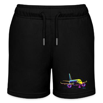Flugzeug Cartoon Stil - Kinder Organic Joggingshorts Mini Bolter von Stanley/Stella - Schwarz - Vorne