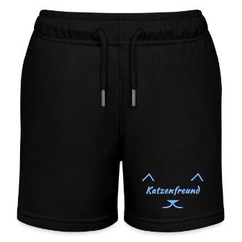 Katzenfreund Blaues Katzenlogo - Kinder Organic Joggingshorts Mini Bolter von Stanley/Stella - Schwarz - Vorne