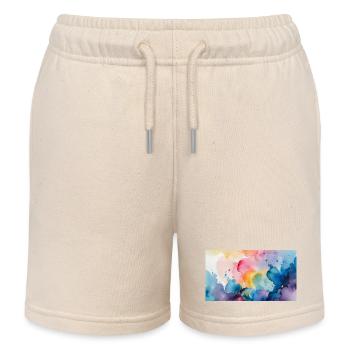 Aquarellfarben Explosion Kunst Design - Kinder Organic Joggingshorts Mini Bolter von Stanley/Stella - Natur - Vorne