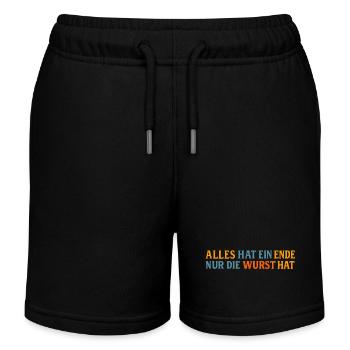 Everything has an end except the sausage - Kids Organic Sweat Shorts by Stanley/Stella - black - Front