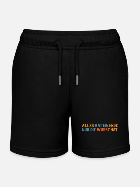 Everything has an end except the sausage - Kids Organic Sweat Shorts by Stanley/Stella - black
