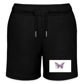 Bunter Schmetterling mit Wasserfarben-Effekt - Kinder Organic Joggingshorts Mini Bolter von Stanley/Stella - Schwarz - Vorne