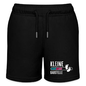 Soon Mom LITTLE CONSTRUCTION SITE Baby Comes Funny - Kids Organic Sweat Shorts by Stanley/Stella - black - Front