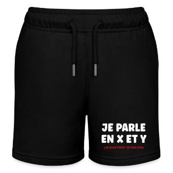 Je Parle en X et Y — Prof de Maths - Short de jogging enfant bio Stanley/Stella - noir - Devant