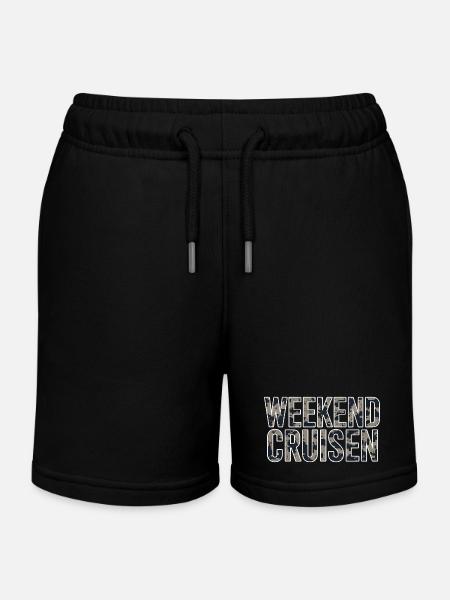 Weekend Cruising Shirt Sticker for Tuning Fans - Kids Organic Sweat Shorts by Stanley/Stella - black