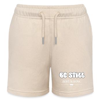 Be still and know bubble letters Psalm 46:10 - Kids Organic Sweat Shorts by Stanley/Stella - soft Ecru - Front