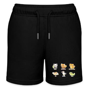 Kuscheltier-Tierfreunde Stickerset - Kinder Organic Joggingshorts Mini Bolter von Stanley/Stella - Schwarz - Vorne
