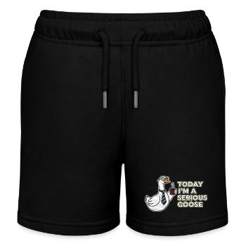 Serious Goose: Kaffee, Krawatte & Grit - Kinder Organic Joggingshorts Mini Bolter von Stanley/Stella - Schwarz - Vorne