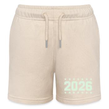Police rétro Block 2026 avec étoiles - Short de jogging enfant bio Stanley/Stella - écru doux - Devant