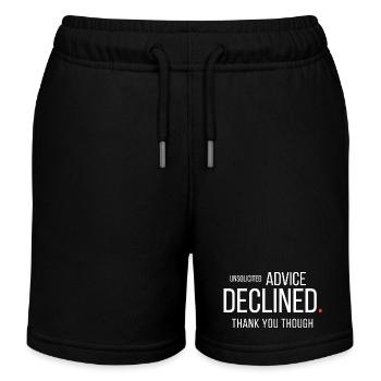 Unsolicited Advice Declined Funny Introvert - Kids Organic Sweat Shorts by Stanley/Stella - black - Front