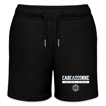 Carca ssone Frankreich Koordinaten Globus - Kinder Organic Joggingshorts Mini Bolter von Stanley/Stella - Schwarz - Vorne