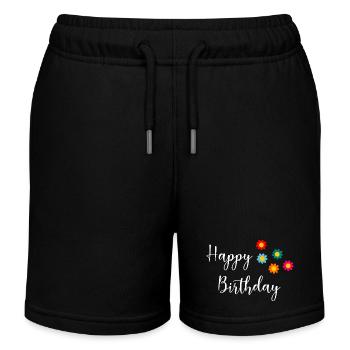 Birthday. HAPPY BIRTHDAY. Happy birthday. - Kids Organic Sweat Shorts by Stanley/Stella - black - Front