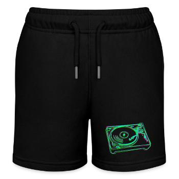 Turntable Vinyl Stilisiert Bunt - Kinder Organic Joggingshorts Mini Bolter von Stanley/Stella - Schwarz - Vorne