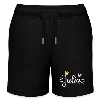 Julia Name Krone - Kinder Organic Joggingshorts Mini Bolter von Stanley/Stella - Schwarz - Vorne