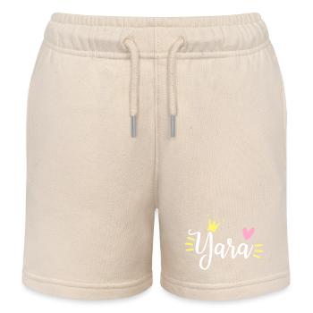 Couronne de nom Yara - Short de jogging enfant bio Stanley/Stella - écru doux - Devant