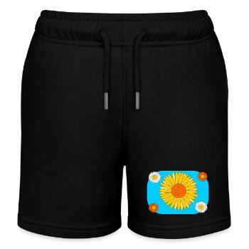Gerbera sur turquoise - Short de jogging enfant bio Stanley/Stella - noir - Devant