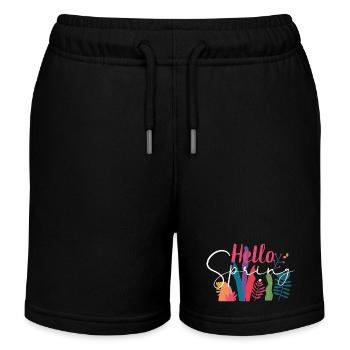 Hello spring - Kids Organic Sweat Shorts by Stanley/Stella - black - Front