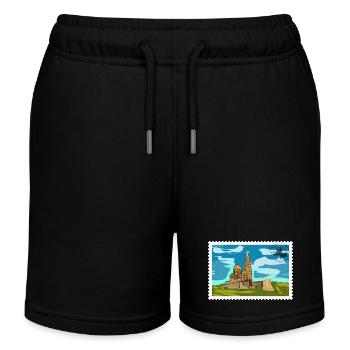 Contemporary Watercolor Art Signed - Kids Organic Sweat Shorts by Stanley/Stella - black - Front
